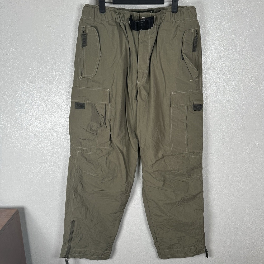 Vintage Mudd Cargo Pants Mens Large‎ Green Beige Baggy Y2K 2000s Paratrooper